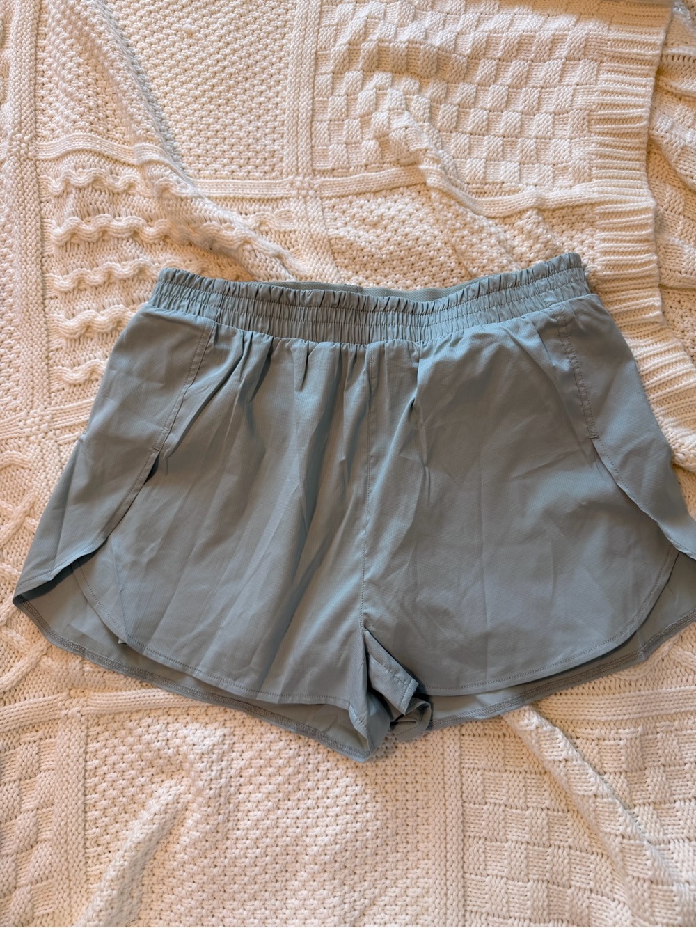 girlfriend collective light blue athletic shorts